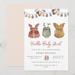 Watercolor Boho Baby Girl Shower  Invitation