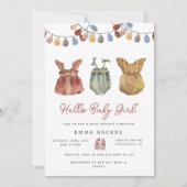 Watercolor Boho Baby Girl Shower  Invitation (Front)