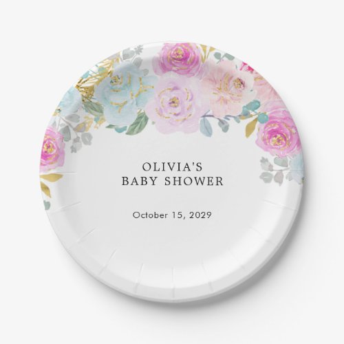 Watercolor Boho Baby Shower Paper Plate  