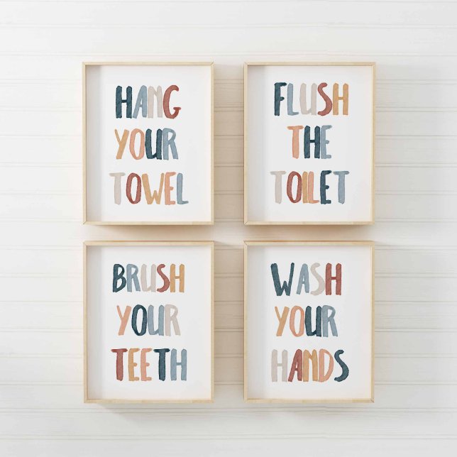 Watercolor boho bathroom set of 4 poster (Creator Uploaded)
