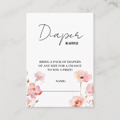 Watercolor Boho Bloom Pink Blush Floral Baby Enclosure Card