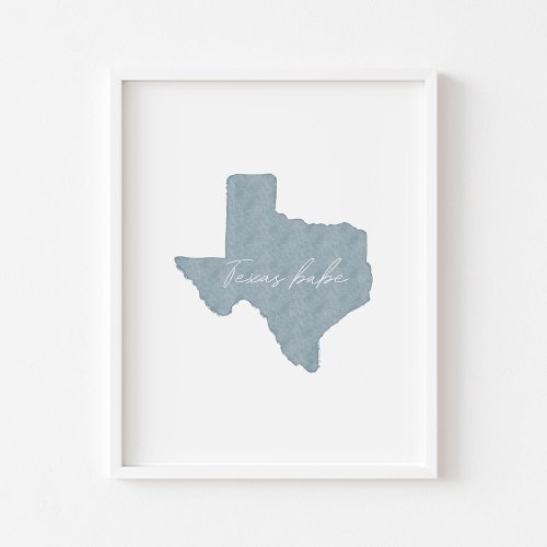 Watercolor boho blue Texas babe print