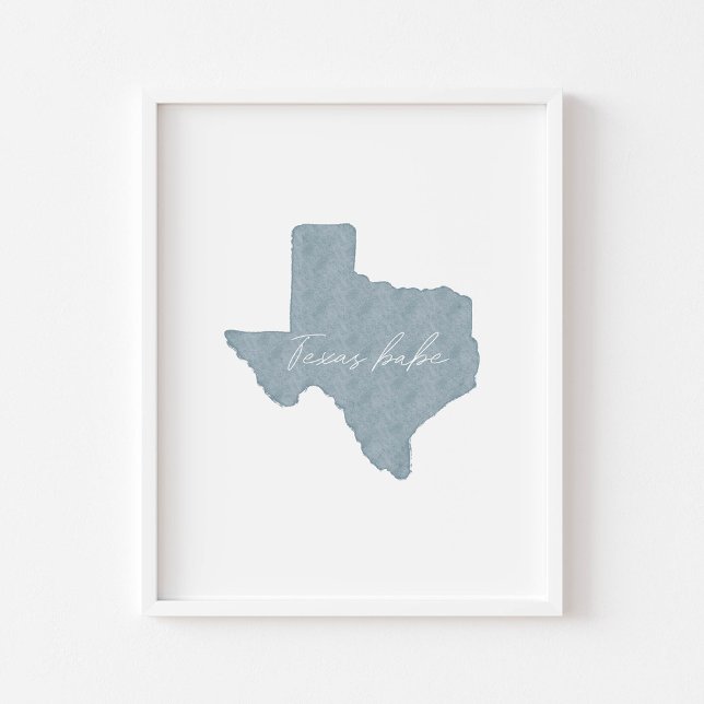 Watercolor boho blue Texas babe print (Creator Uploaded)