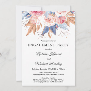 Watercolor Boho Botanical Floral Engagement Party Invitation
