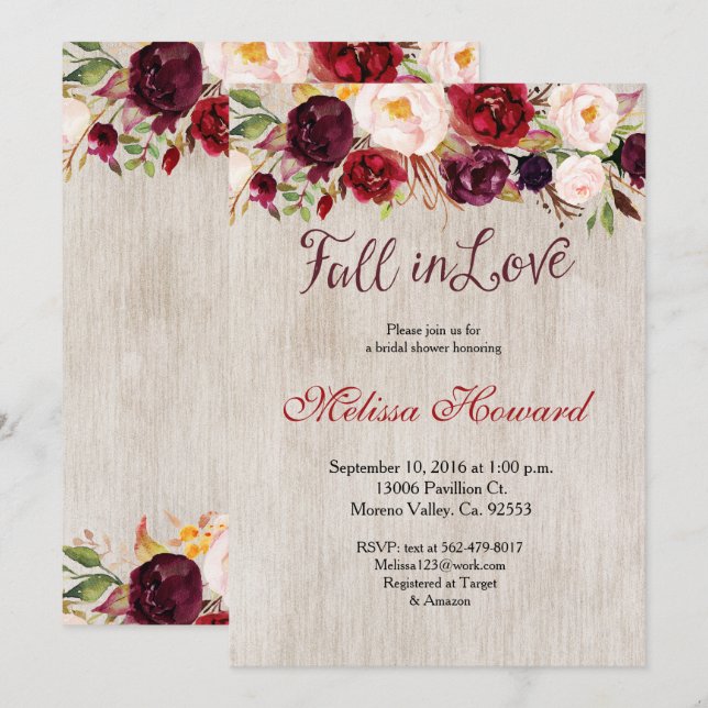 Watercolor Boho Bridal Shower Invitation (Front/Back)