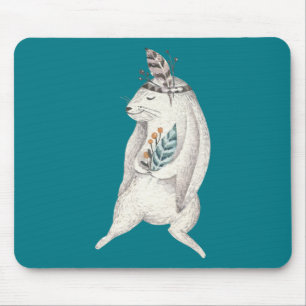 Watercolor Boho Bunny Mouse Pad