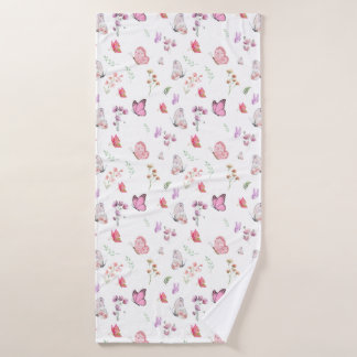 Watercolor Boho Butterfly Bath Towel