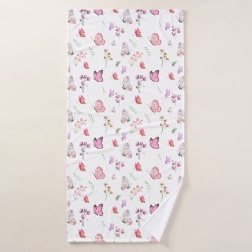 Watercolor Boho Butterfly Bath Towel