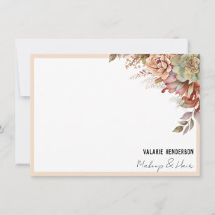 Watercolor Boho Cactus Business Note Card