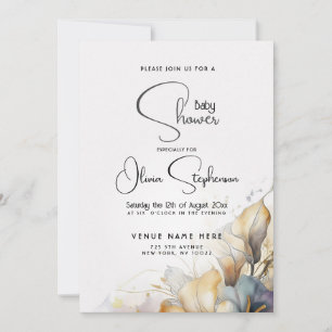 Watercolor Boho Calla Lily Floral Baby Shower Invitation