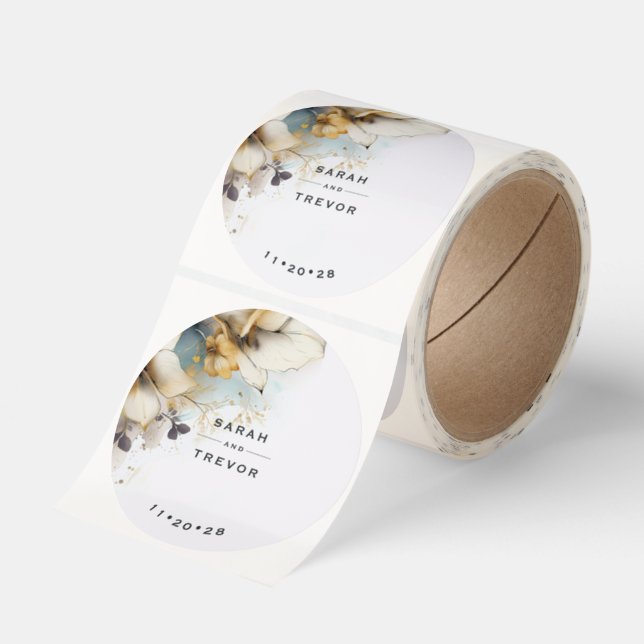Watercolor Boho Calla Lily Floral  Classic Round Sticker (Roll)