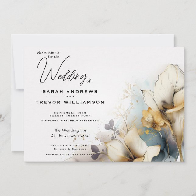 Watercolor Boho Calla Lily Floral  Invitation (Front)