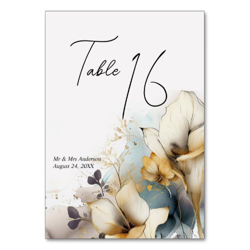 Watercolor Boho Calla Lily Floral  Table Number