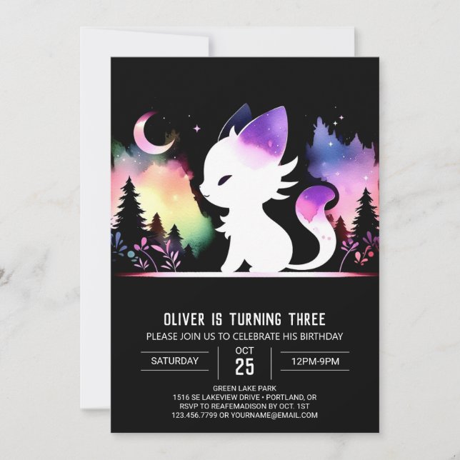 Watercolor Boho Cat Birthday  Invitation (Front)