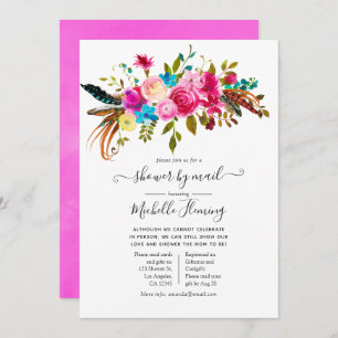 Watercolor Boho Chic Floral Baby Shower by Mail Invitation