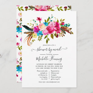 Watercolor Boho Chic Floral Baby Shower by Mail Invitation