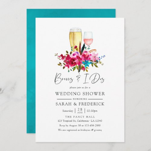 Watercolor Boho Chic Floral Brews Before The I Dos Invitation