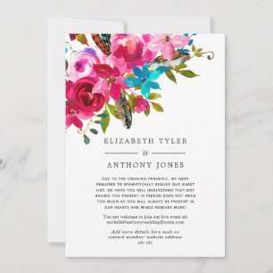 Watercolor Boho Chic Floral Reduced Guest List Announcement