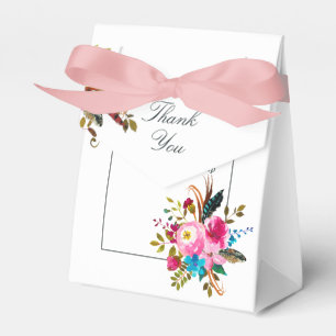 Watercolor Boho Chic Floral Wedding Thank You Favor Boxes