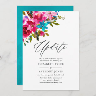 Watercolor Boho Chic Floral Wedding Update Invitation