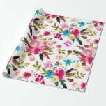 Watercolor Boho Chic Floral Wedding Wrapping Paper<br><div class="desc">Trendy Boho Wedding giftwrap.</div>
