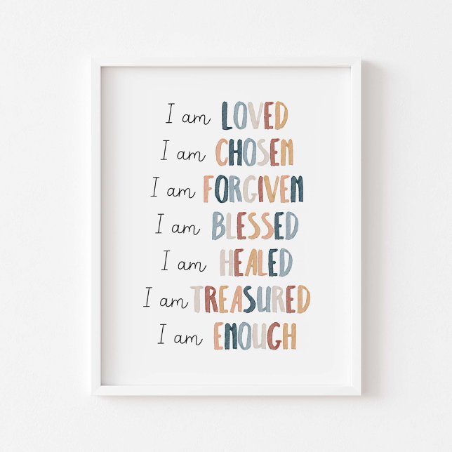 Watercolor boho Christian kids affirmation poster (Creator Uploaded)