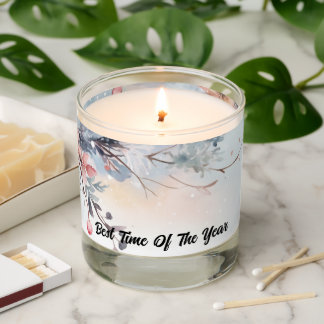 Watercolor Boho Christmas Flowers Personal Scented Candle
