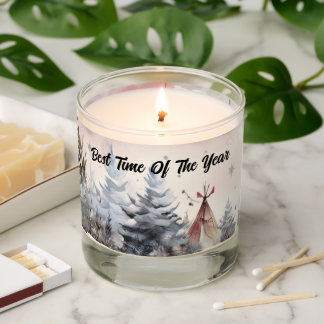 Watercolor Boho Christmas Forest Nature Personal Scented Candle