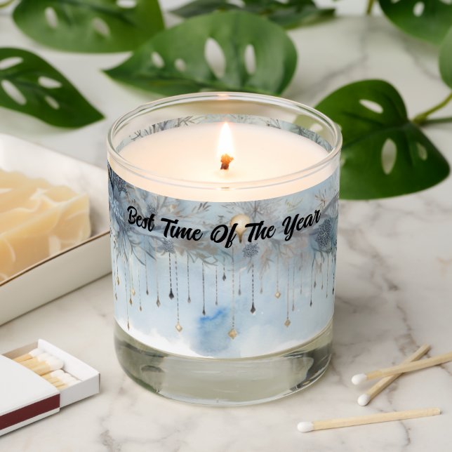 Watercolor Boho Christmas Stars Personal Scented Candle (Lit)