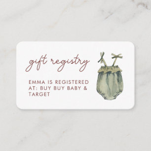 Watercolor Boho Clothing Baby Shower gift Registry Enclosure Card
