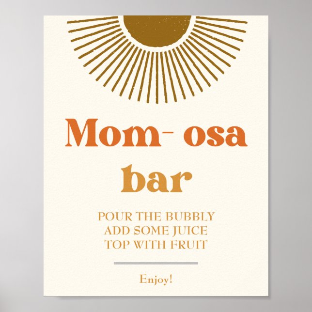 Watercolor Boho Custom Retro Sun Momosa Bar Sign (Front)