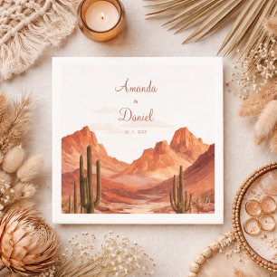 Watercolor Boho Desert Mountain Southwest Wedding Napkins