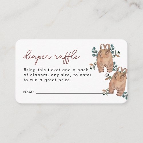 Watercolor Boho Diaper Raffle Baby Shower  Enclosure Card