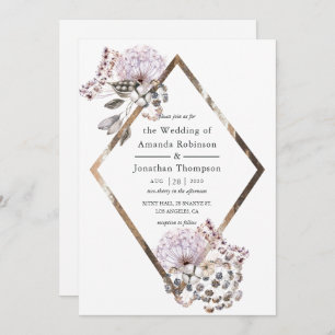 Watercolor Boho Dried flowers Wedding Invitation