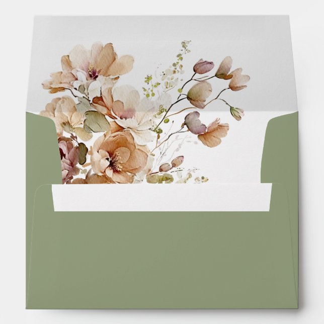 Watercolor Boho Fall Floral Baby Shower  Envelope (Back (Bottom))