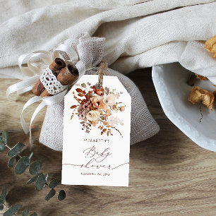 Watercolor Boho Fall Floral Baby Shower Thank you Gift Tags
