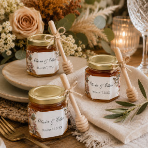 Watercolor Boho Fall Floral wedding Honey Jar Favors