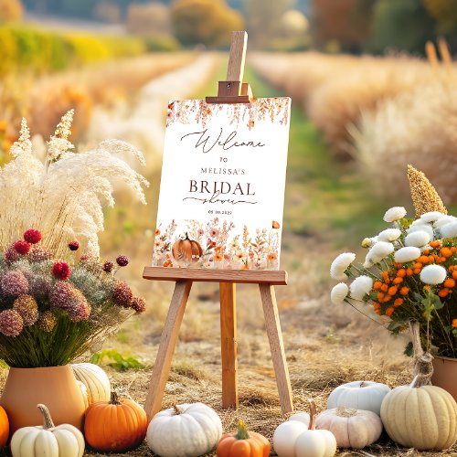 Watercolor Boho Fall Pumpkin Bridal Shower Welcome Foam Board