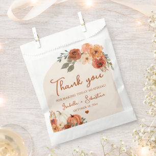 Watercolor Boho Fall Pumpkin Wedding Thank You  Favor Bag
