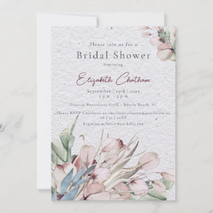 Watercolor Boho Floral and Botanical Bridal Shower Invitation