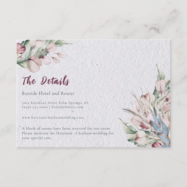 Watercolor Boho Floral and Botanical Wedding Enclosure Card (Front)