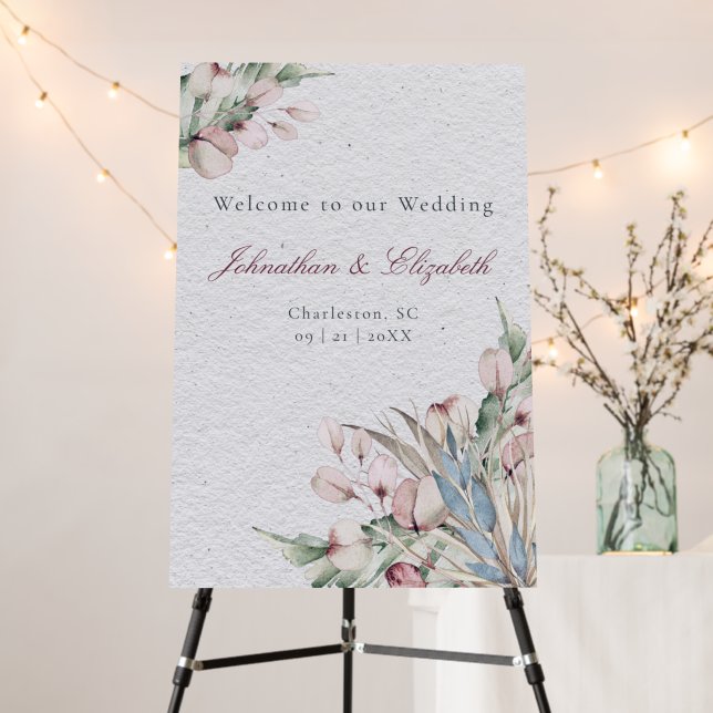 Watercolor Boho Floral and Botanical Wedding  Foam Board (In Situ (Stand))