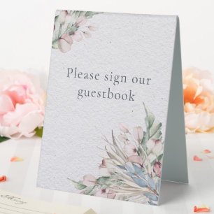 Watercolor Boho Floral and Botanical Wedding Table Tent