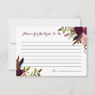 Watercolor Boho Floral Autumn Advice for the Bride Card