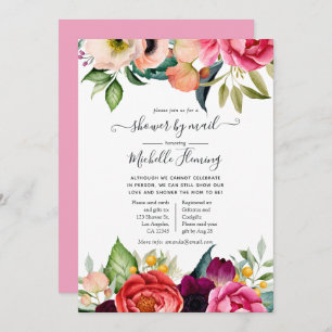 Watercolor Boho Floral Baby Shower by Mail Invitation
