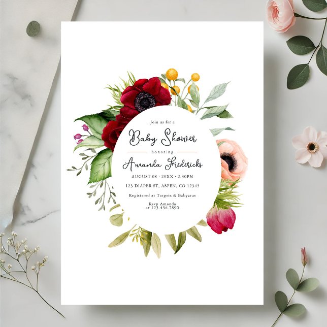 Watercolor Boho Floral Baby Shower Invitation (Watercolor Boho Floral Baby Shower Invitation)