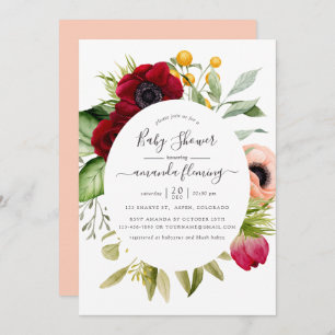 Watercolor Boho Floral Baby Shower Invitation