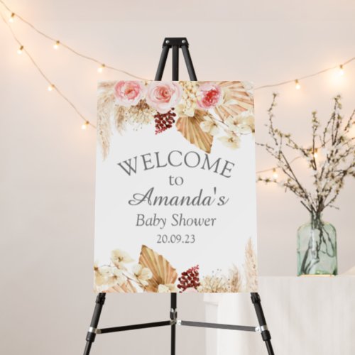 Watercolor Boho Floral Baby Shower welcome sign