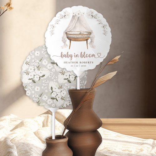 Watercolor Boho Floral Bassinet Baby Shower Balloon
