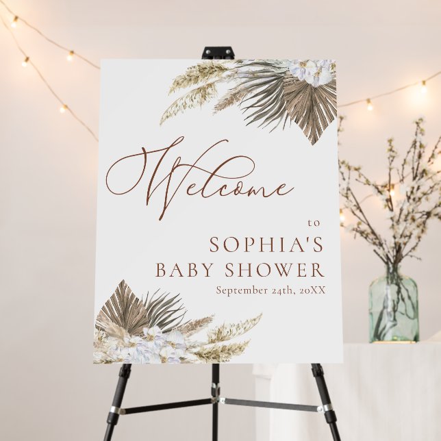 Watercolor Boho Floral Bridal Baby Shower Welcome Foam Board (In Situ (Stand))